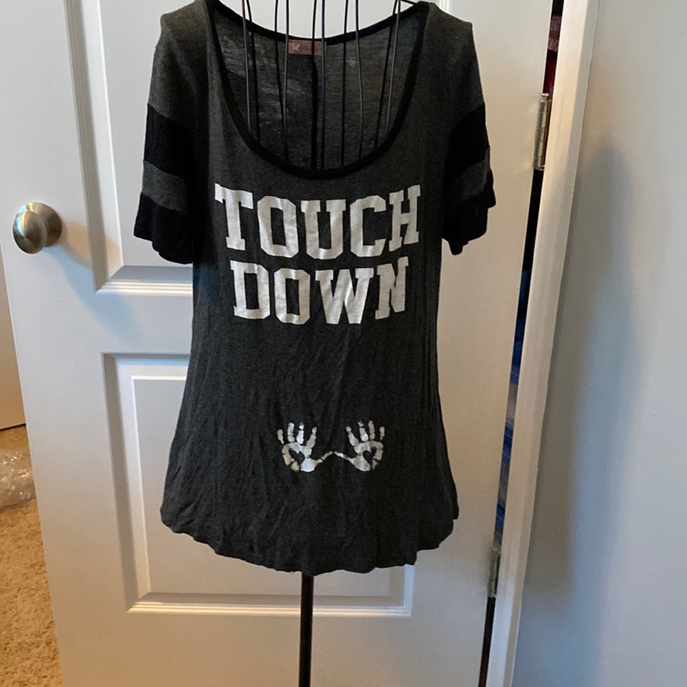 Maternity Football “Touchdown” Hand Extra Large XL Gray Womens T-shirt baby HP🎈